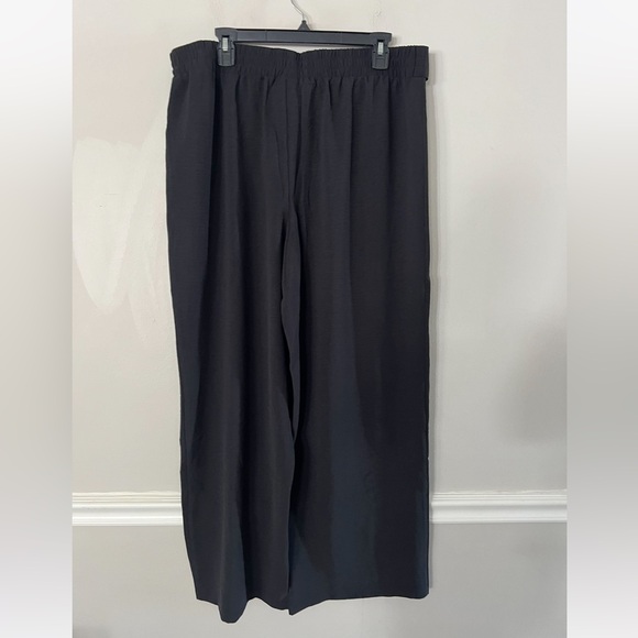 NEW CAROLE WREN PEBBLE CREPE PALAZZO PANTS WITH BELT BLACK SIZE: X LARGE - Picture 2 of 4